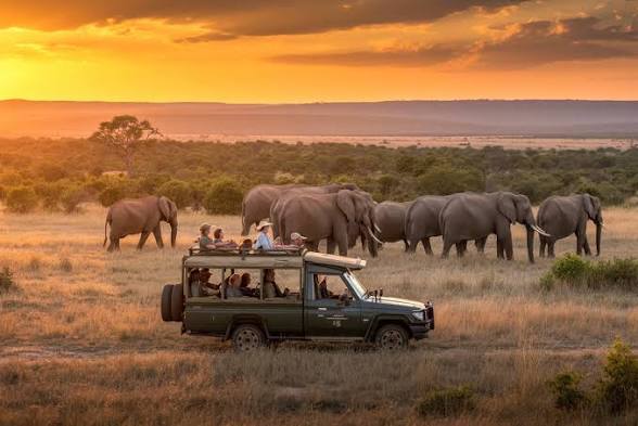 Guests enjoying a responsible safari experience in Kenya